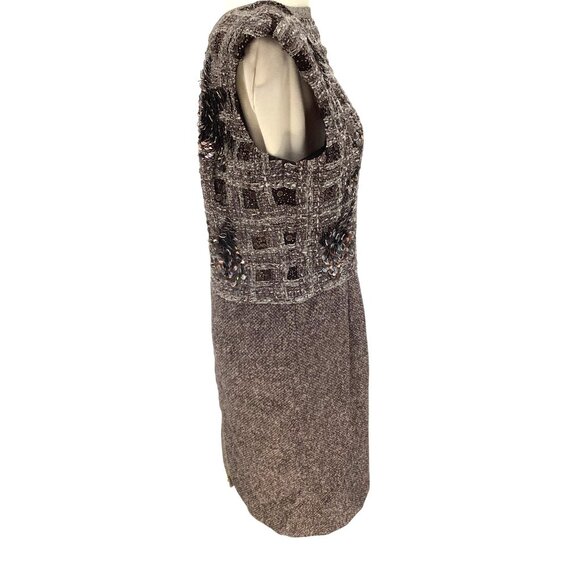 Escada Sequin Tweed Zip Front Dress 40 Sleeveless Alpaca Wool Designer Chic - Picture 6 of 11